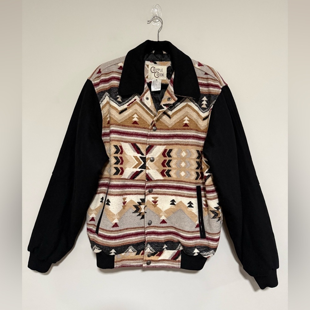 Cripple Creek Men’s Tribal Pattern Bomber Jacket Size Medium Western Southwest